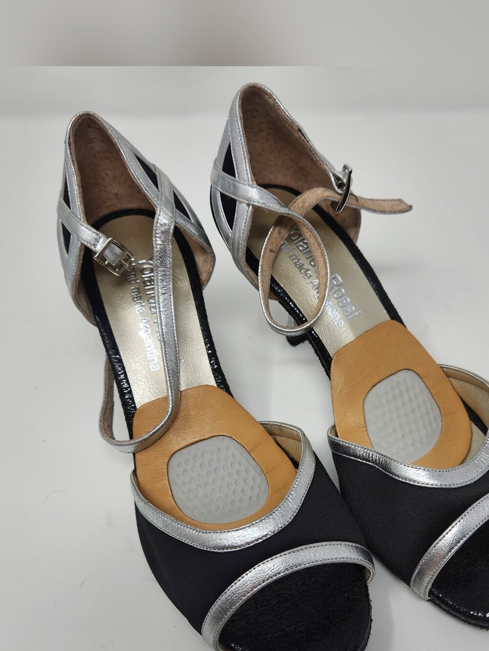 Silver and Black Women's Ankle-Strap Heels by Yolanda Rossi